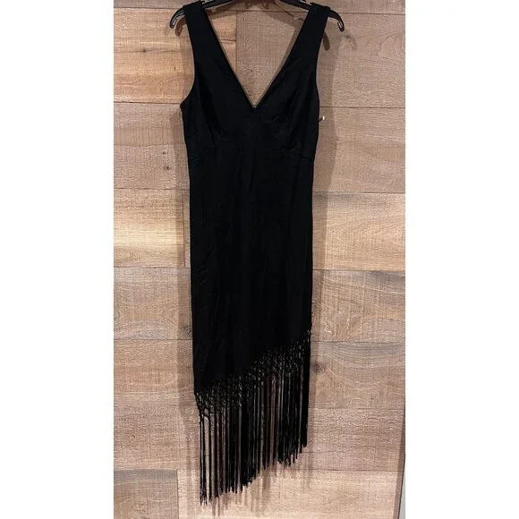 RAILS TAMARA black fringe asymmetrical DRESS size M NWOT - Picture 5 of 12